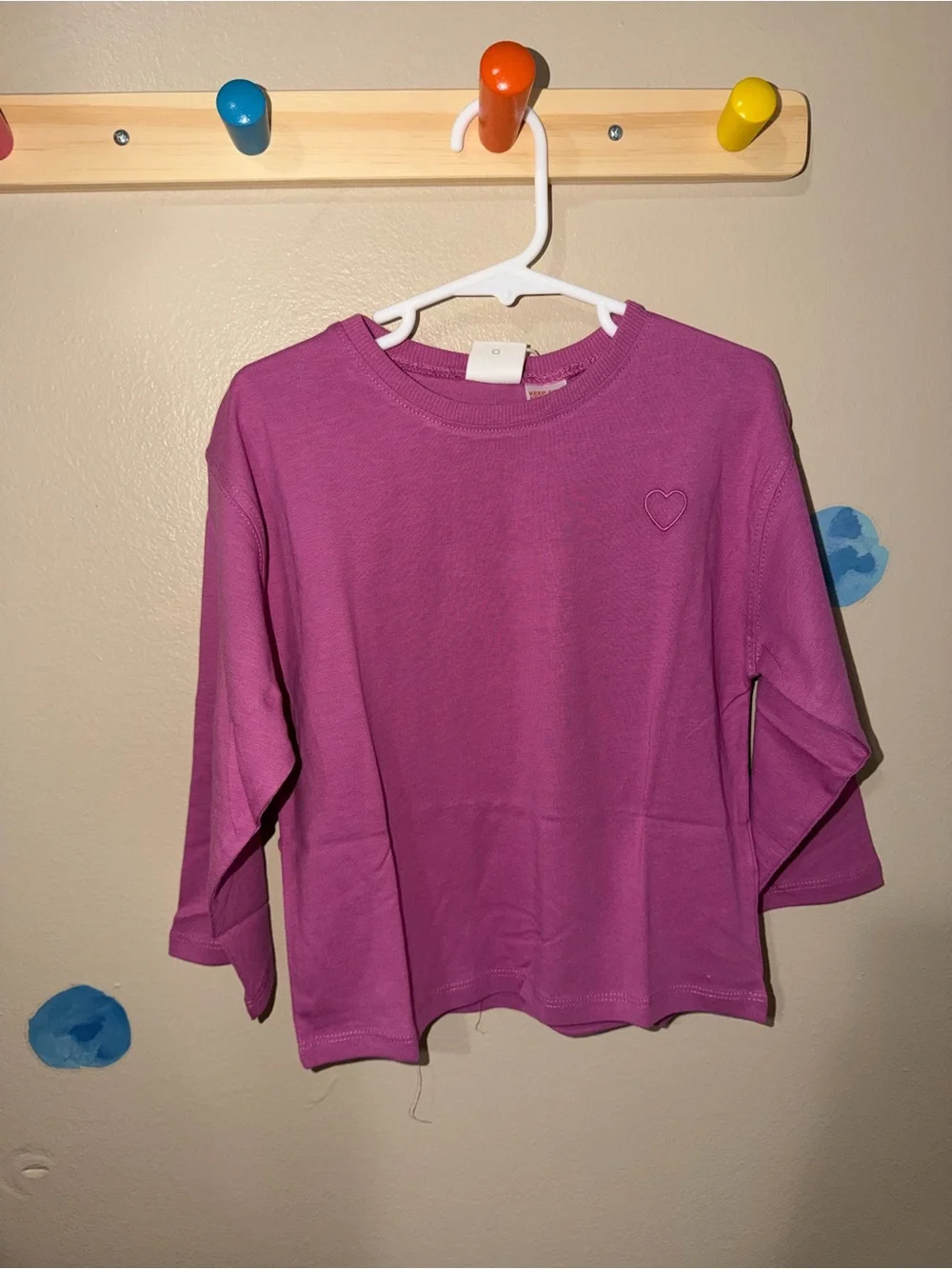Zara Girls' Long Sleeve Purple Heart Tee
